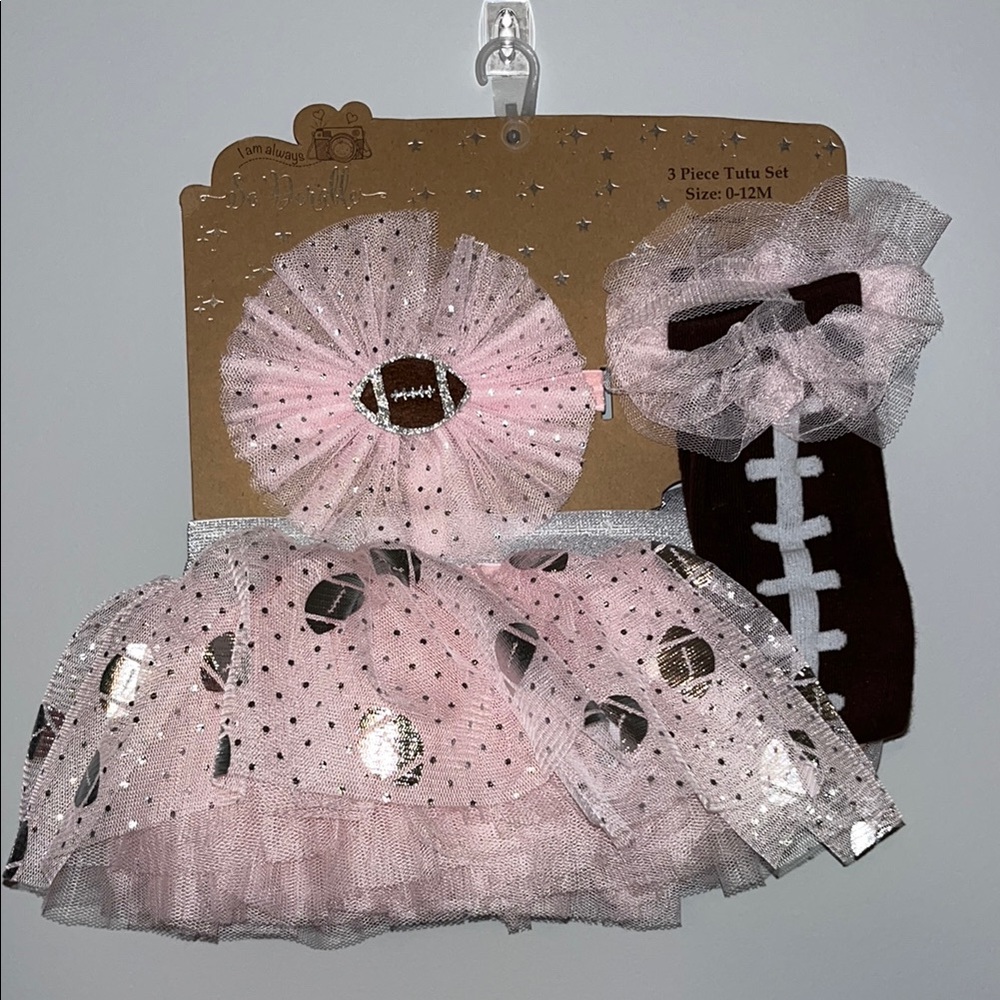 NEW Pink and Brown Matching Football Themed Set with Coordinated Headband
